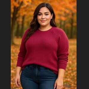 Torrid Vegan Cashmere Pullover Tunic Sweater 3X 22 24 Crew Neck Berry Pink Soft